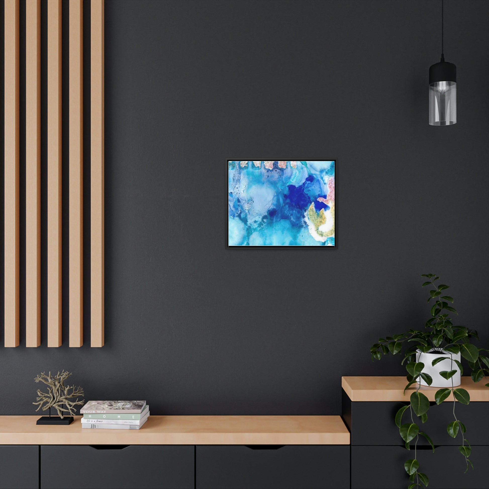 Blue Ice 3 Framed Canvas Print - Alja Design